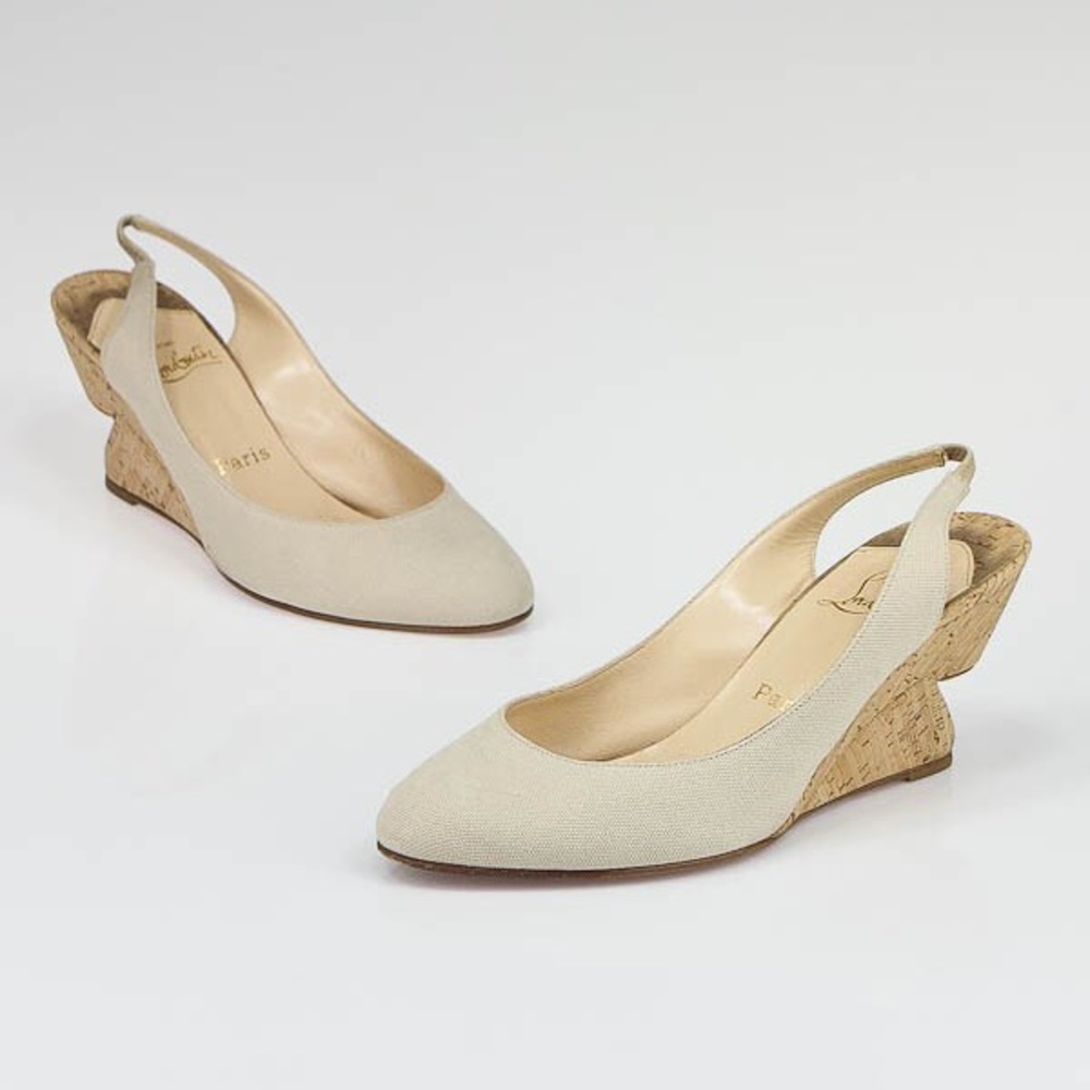 💕 Worn once Christian louboutin wedge heels 35